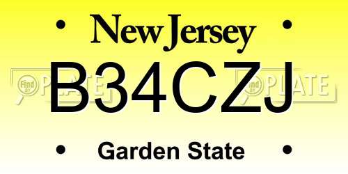 B34CZJ New Jersey License Plate