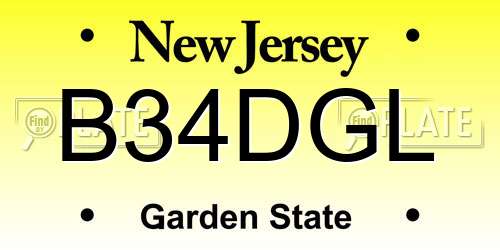 B34DGL New Jersey License Plate