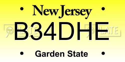 B34DHE New Jersey License Plate