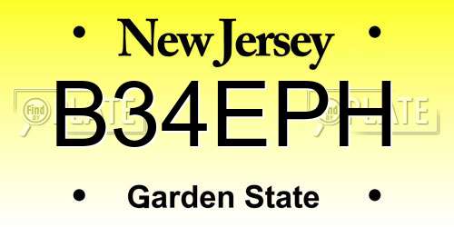 B34EPH New Jersey License Plate