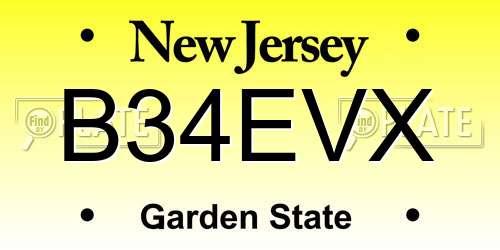 B34EVX New Jersey License Plate