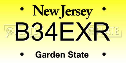 B34EXR New Jersey License Plate