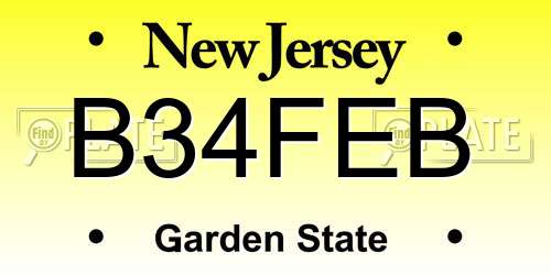 B34FEB New Jersey License Plate