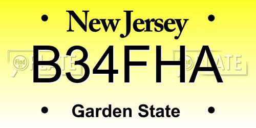 B34FHA New Jersey License Plate