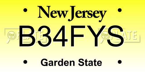 B34FYS New Jersey License Plate
