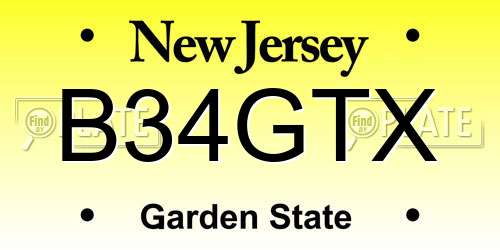 B34GTX New Jersey License Plate