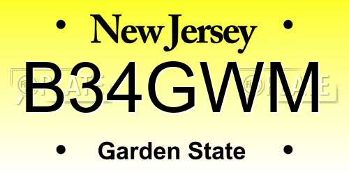 B34GWM New Jersey License Plate
