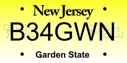B34GWN New Jersey License Plate