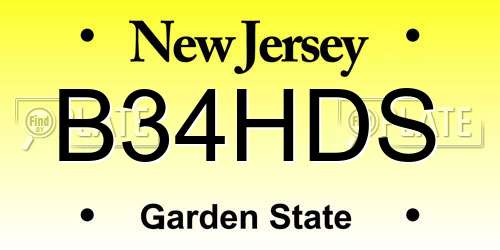 B34HDS New Jersey License Plate