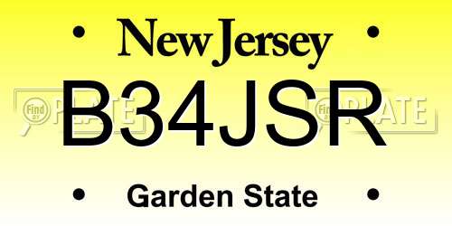 B34JSR New Jersey License Plate