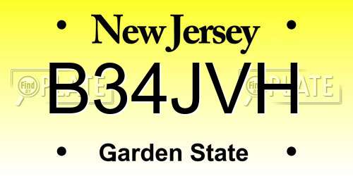 B34JVH New Jersey License Plate