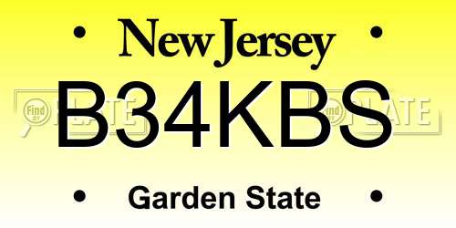 B34KBS New Jersey License Plate