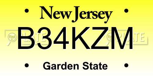 B34KZM New Jersey License Plate