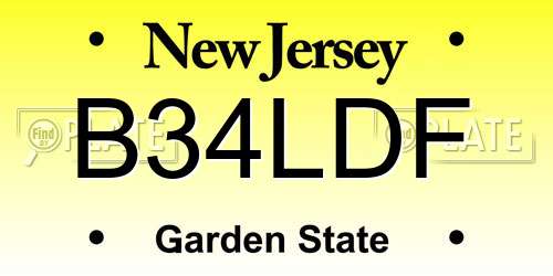 B34LDF New Jersey License Plate