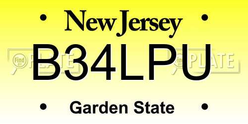 B34LPU New Jersey License Plate