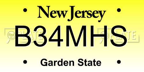 B34MHS New Jersey License Plate