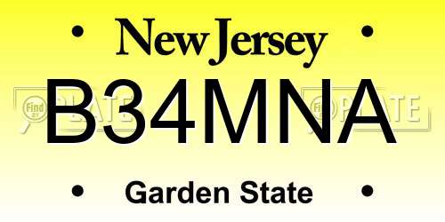 B34MNA New Jersey License Plate