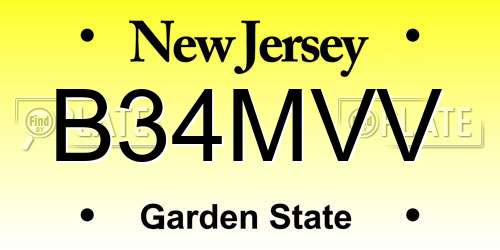 B34MVV New Jersey License Plate