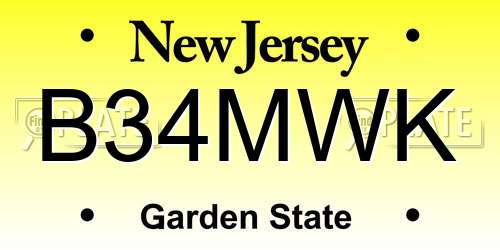 B34MWK New Jersey License Plate