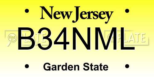B34NML New Jersey License Plate