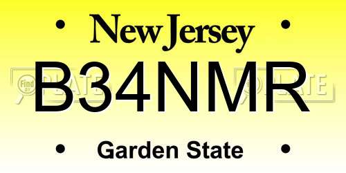 B34NMR New Jersey License Plate