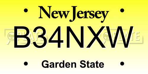 B34NXW New Jersey License Plate