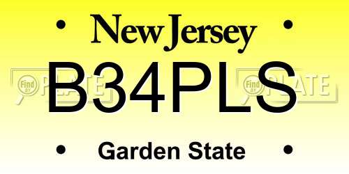 B34PLS New Jersey License Plate