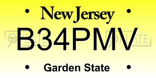B34PMV New Jersey License Plate