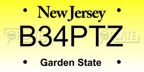 B34PTZ New Jersey License Plate
