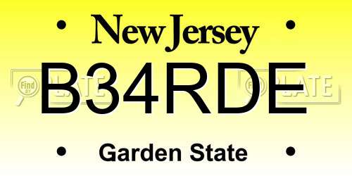B34RDE New Jersey License Plate