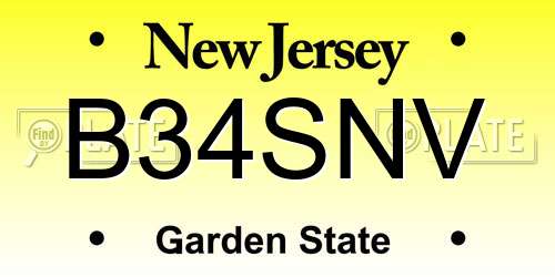 B34SNV New Jersey License Plate
