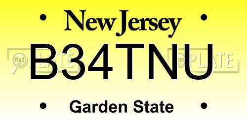 B34TNU New Jersey License Plate