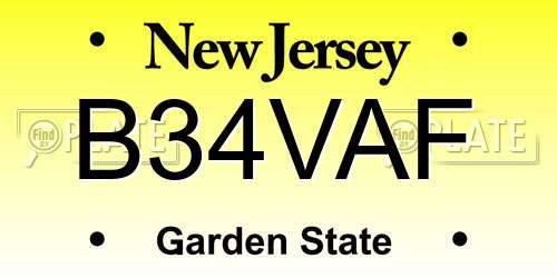 B34VAF New Jersey License Plate