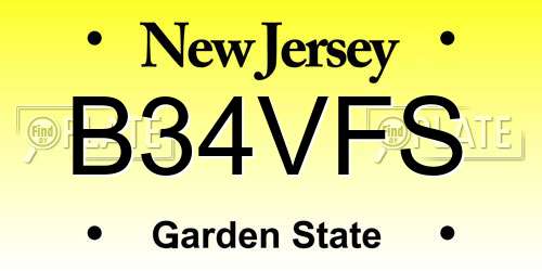 B34VFS New Jersey License Plate