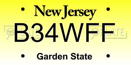 B34WFF New Jersey License Plate