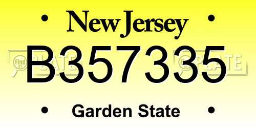 B357335 New Jersey License Plate