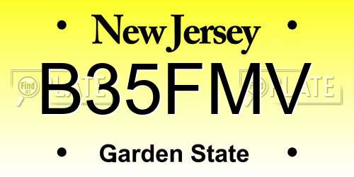 B35FMV New Jersey License Plate
