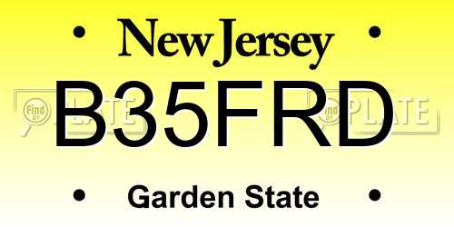B35FRD New Jersey License Plate