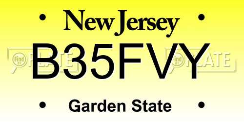 B35FVY New Jersey License Plate