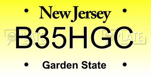 B35HGC New Jersey License Plate