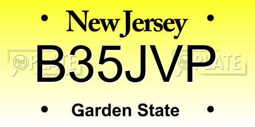 B35JVP New Jersey License Plate