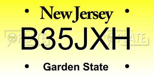 B35JXH New Jersey License Plate
