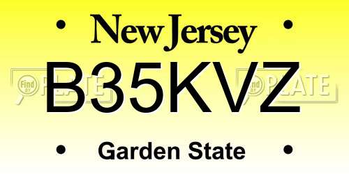 B35KVZ New Jersey License Plate