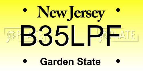 B35LPF New Jersey License Plate