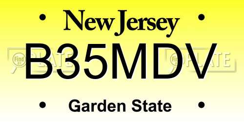 B35MDV New Jersey License Plate