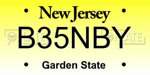 B35NBY New Jersey License Plate