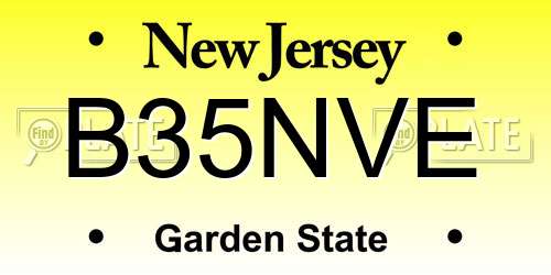 B35NVE New Jersey License Plate