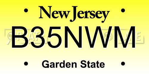 B35NWM New Jersey License Plate