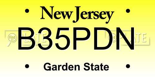 B35PDN New Jersey License Plate