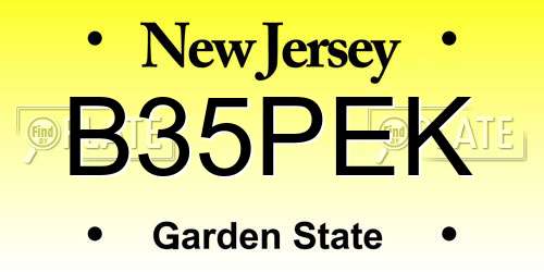 B35PEK New Jersey License Plate